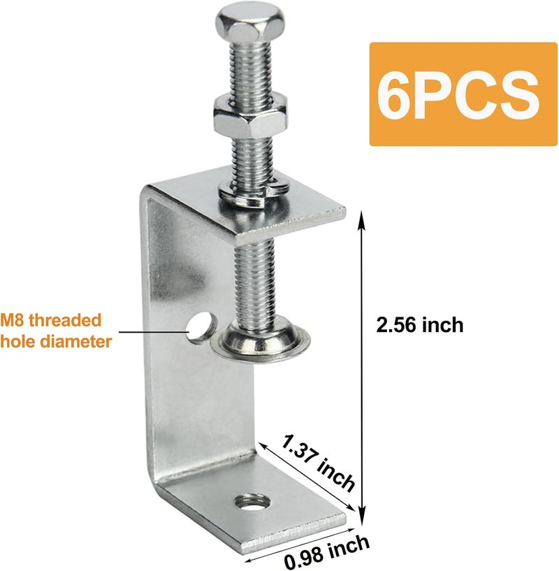 Pioleackflew 6 Pack Stainless Steel C Clamp - 2 9/16 Inch Small C Clamp Set, Heavy Duty Metal C Clamps Mini Tiger G-Clamp Adjustable U Clamps with Stable Wide Jaw Opening for Fixed Woodworking and Welding Mounting - Image 3